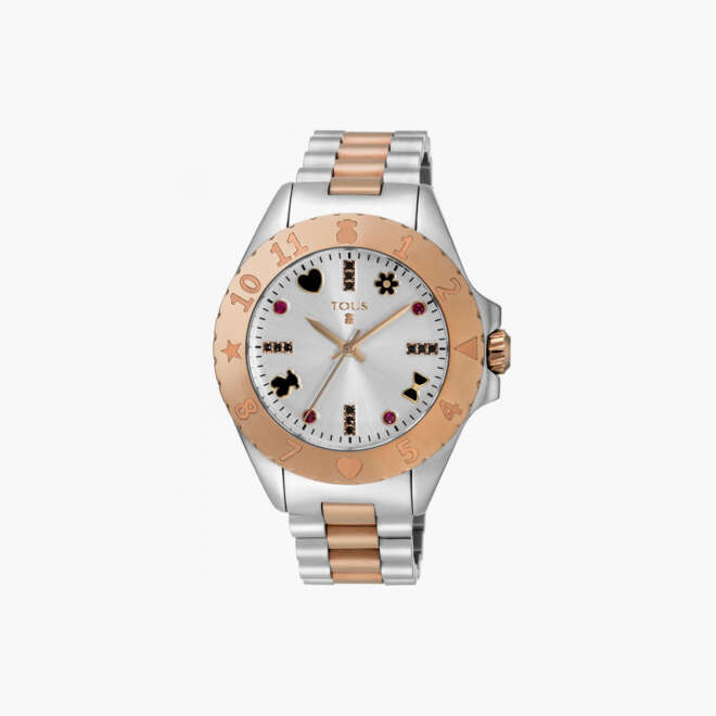 Reloj New Motif bicolor de acero/IP rosado