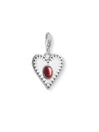 Colgante Charm corazón piedra roja