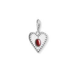 Colgante Charm corazón piedra roja