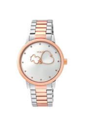 Reloj Bear Time bicolor de acero/IP rosado