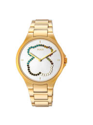 Reloj Motion Straight oso de acero IP dorado con cristales