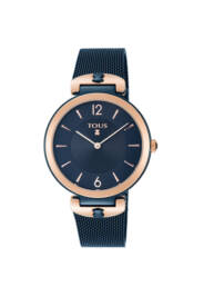 Reloj S-Mesh bicolor acero/IP rosado y azul