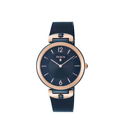 Reloj S-Mesh bicolor acero/IP rosado y azul