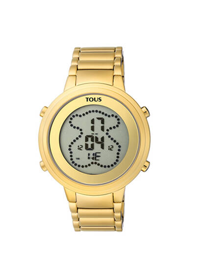Reloj digital Digibear de acero IP dorado