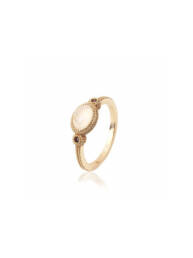 Anillo plata baño oro rosa, cuarzo rosa y circonitas