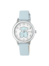 Reloj New Muffin de acero con correa de piel azul