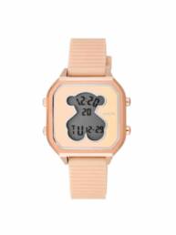 Reloj D-Bear Teen de acero IP rosado con correa de silicona nude