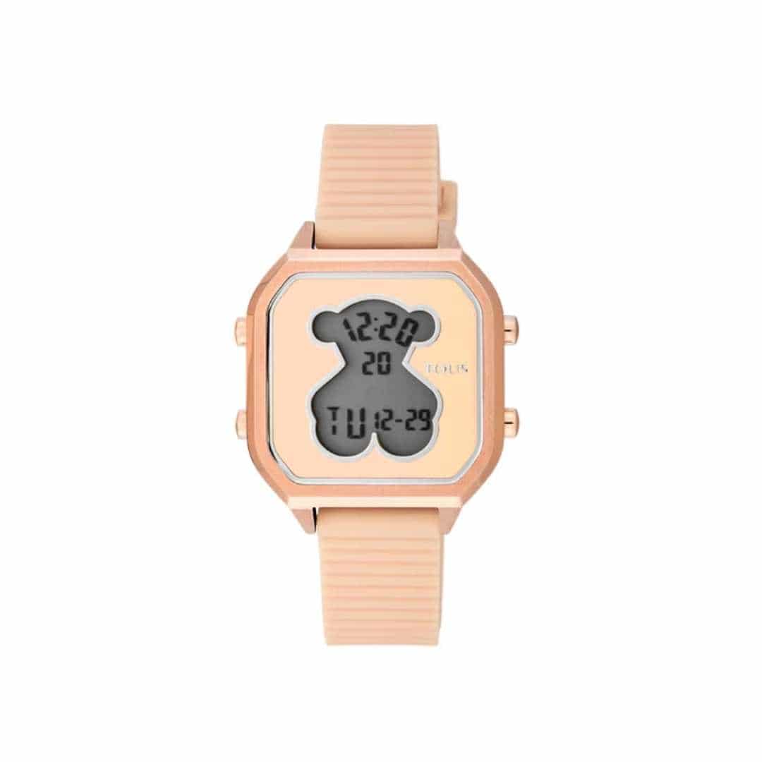 Reloj D-Bear Teen de acero IP rosado con correa de silicona nude