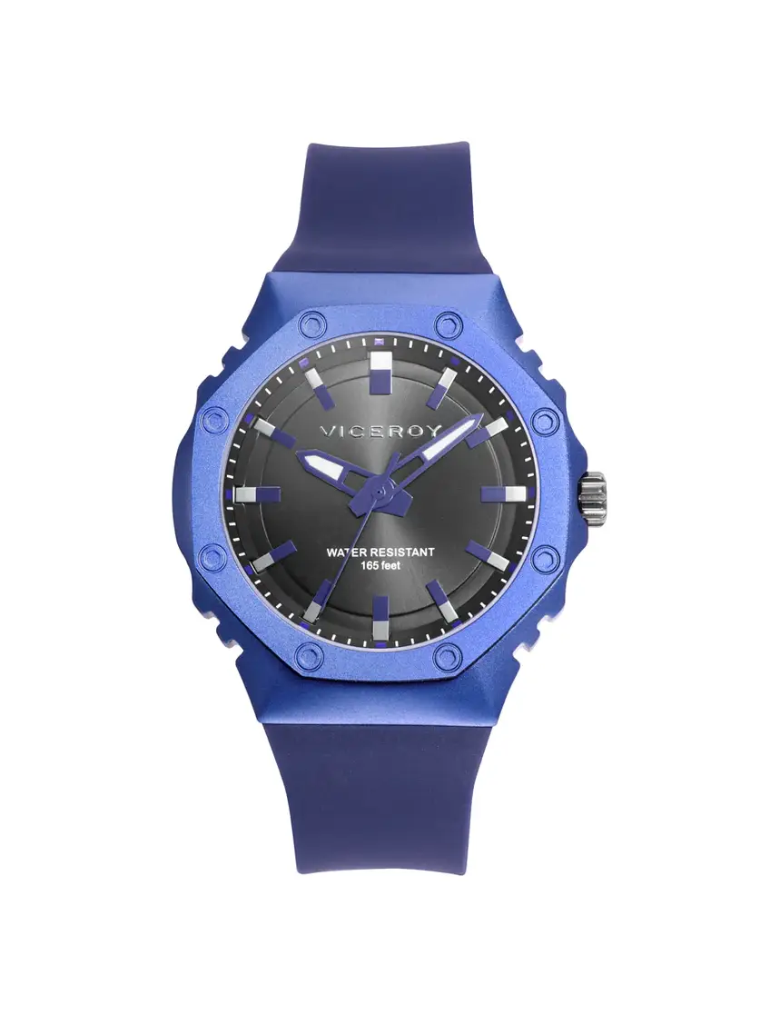 Viceroy - Reloj de hombre con caja de aluminio y correa de silicona azul oscuro