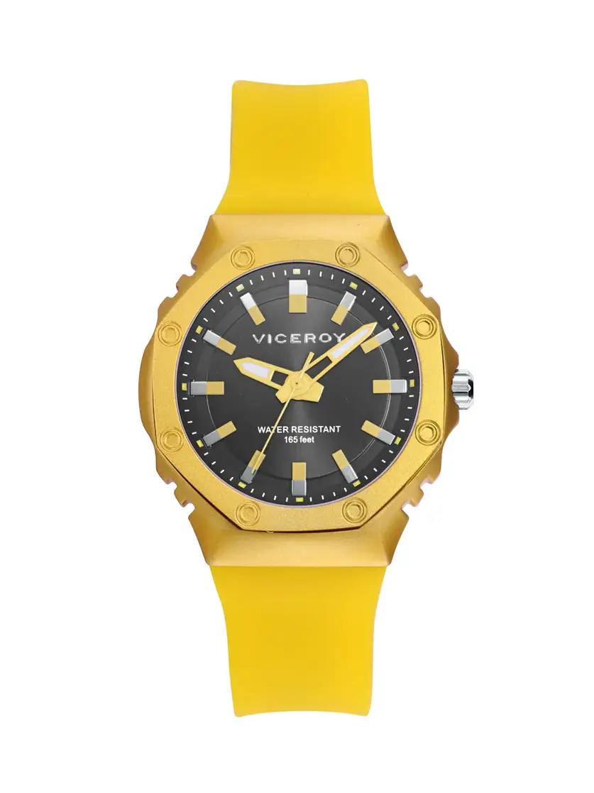 Viceroy - Reloj de mujer con caja de aluminio y correa de silicona amarilla