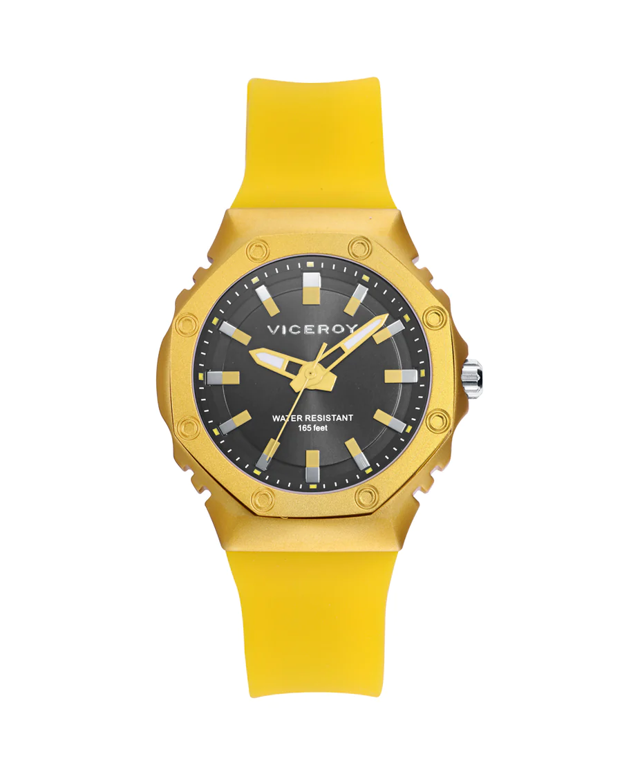 Viceroy - Reloj de mujer con caja de aluminio y correa de silicona amarilla