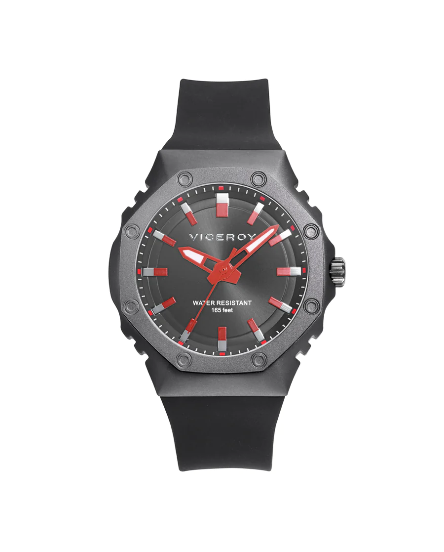 Viceroy - Reloj de hombre con caja de aluminio y correa de silicona negra