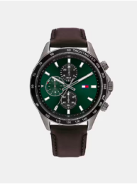 Tommy Hilfiger - Reloj de hombre Miles multifunción de piel marrón