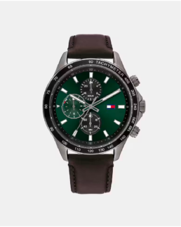 Tommy Hilfiger - Reloj de hombre Miles multifunción de piel marrón