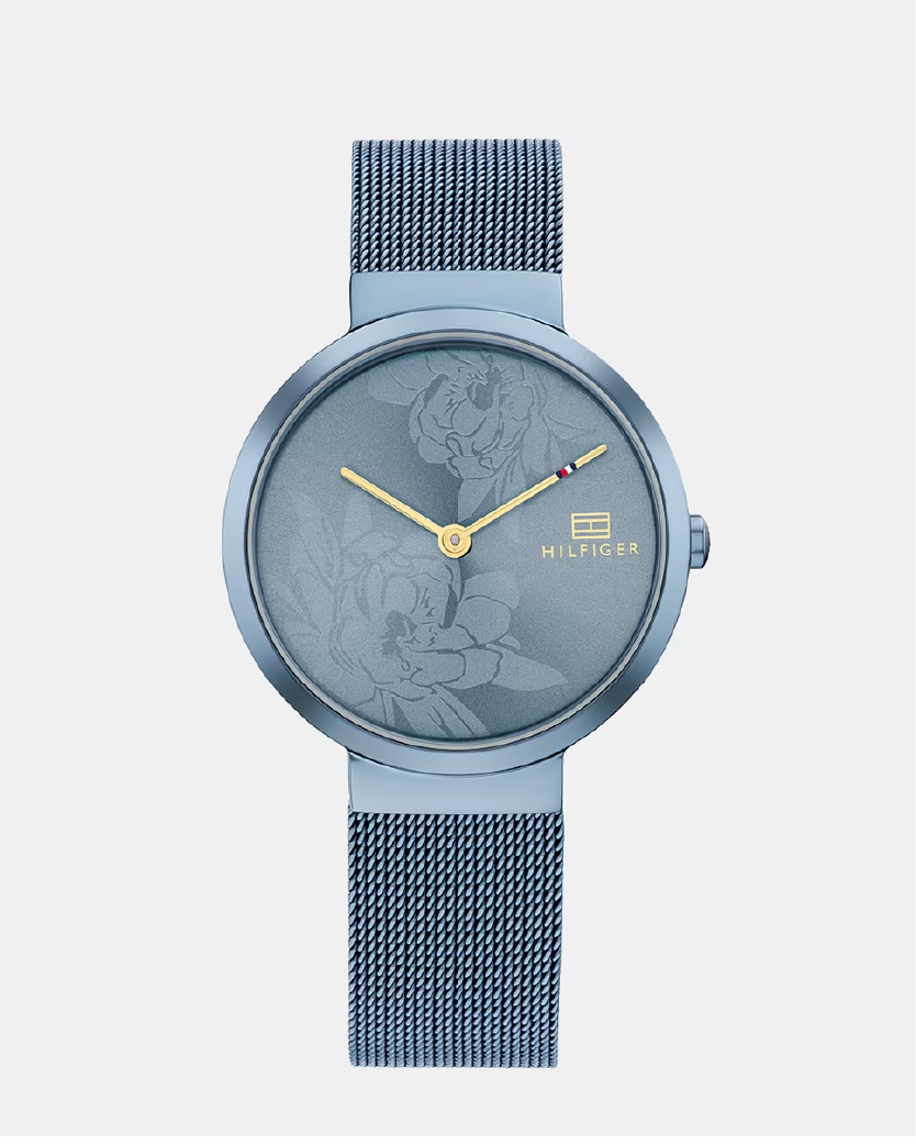 Tommy Hilfiger - Reloj de mujer de malla milanesa de acero azul