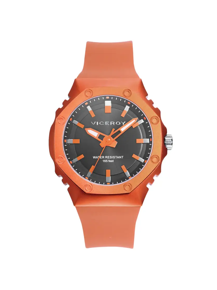Viceroy - Reloj de hombre con caja de aluminio y correa de silicona naranja