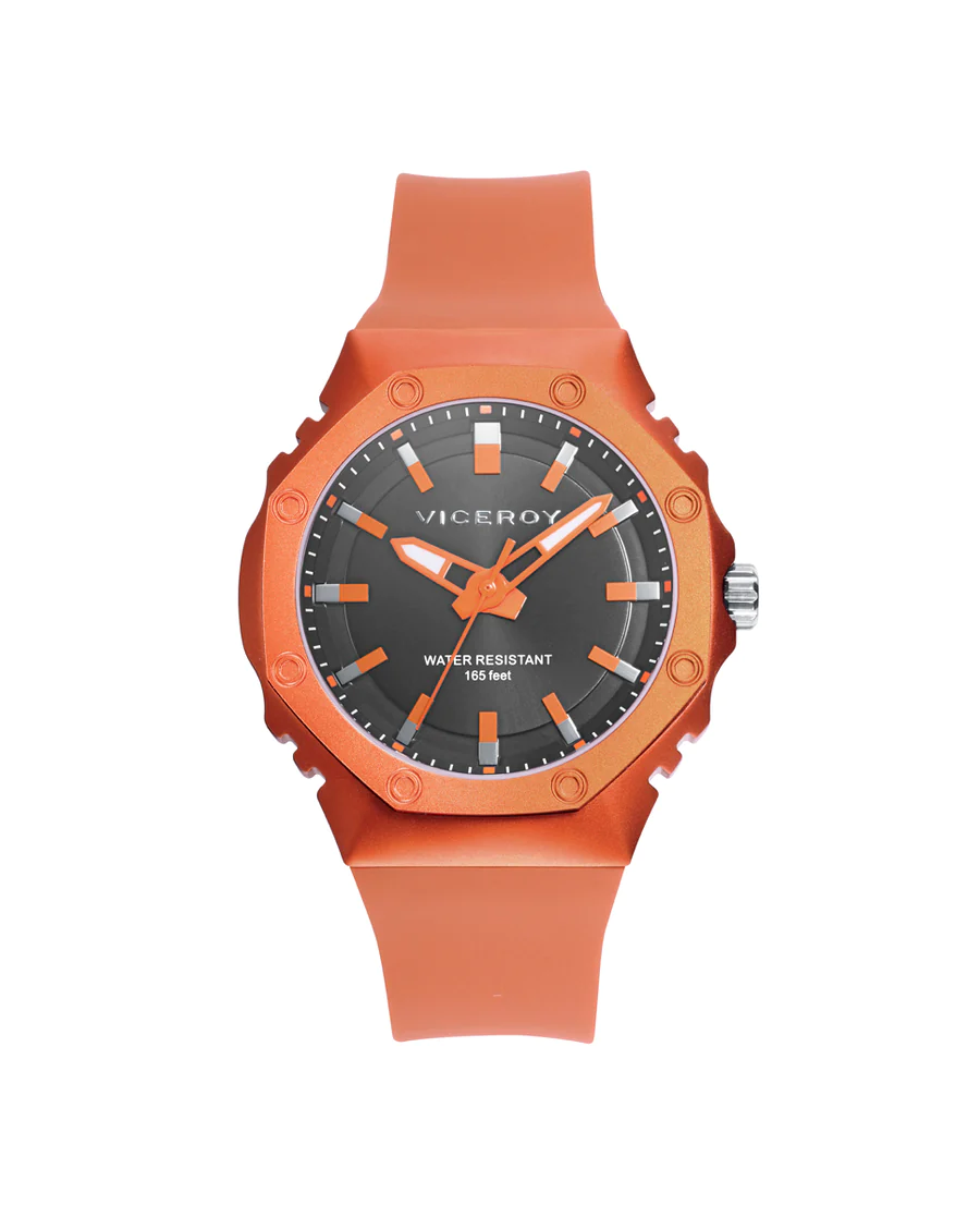 Viceroy - Reloj de hombre con caja de aluminio y correa de silicona naranja