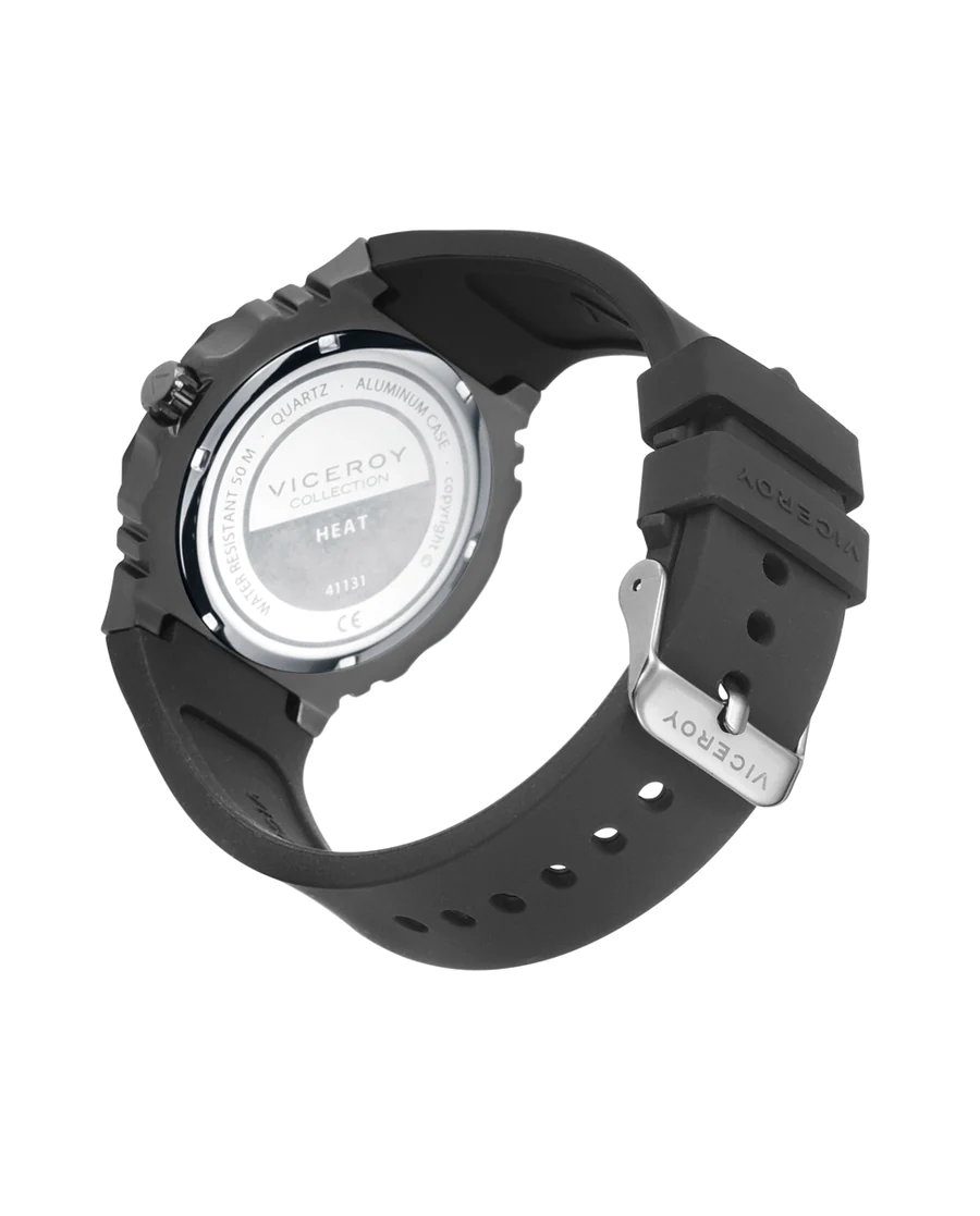 Viceroy - Reloj de hombre con caja de aluminio y correa de silicona negra
