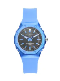 Reloj de mujer con caja de aluminio y correa de silicona azul