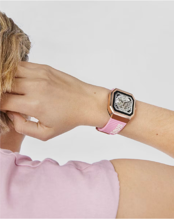 TOUS - Reloj smartwatch con correa de nylon y correa de silicona rosa B- Connect - Joyería Carlos Chicharro