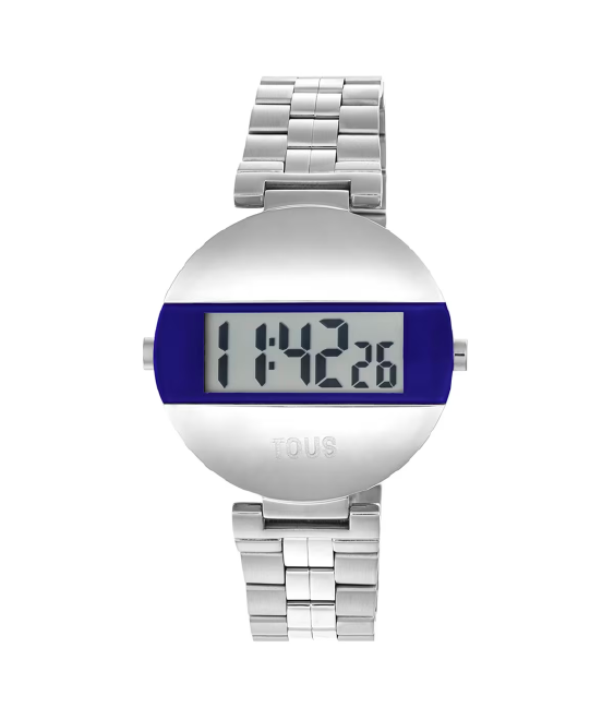TOUS - Reloj digital con brazalete de acero y color azul marino MARS