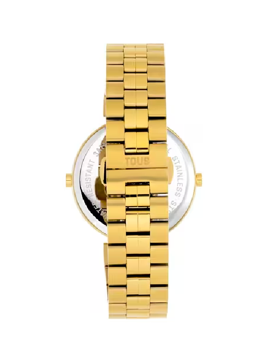 Reloj digital con brazalete de acero IP dorado Emerald