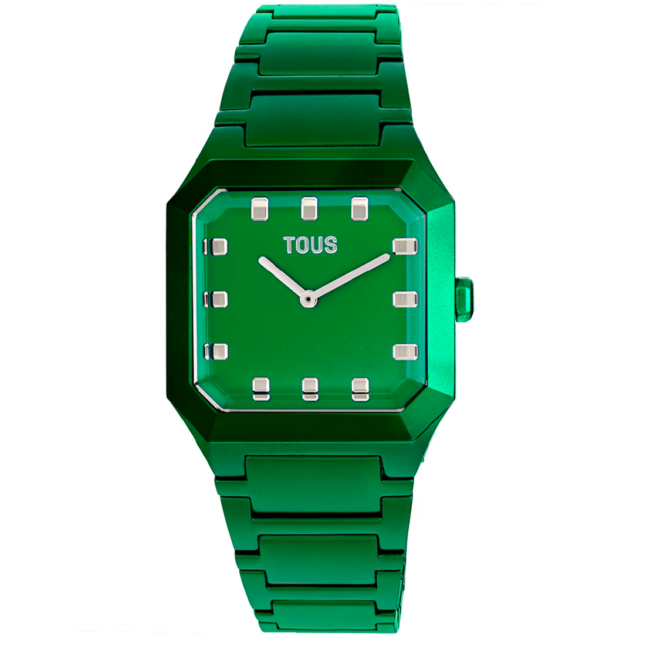TOUS - Reloj analógico con brazalete de aluminio verde Karat Squared