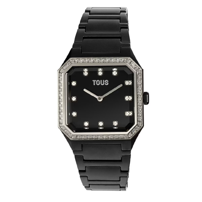 TOUS - Reloj analógico con brazalete de aluminio negro y zirconias Karat Squared