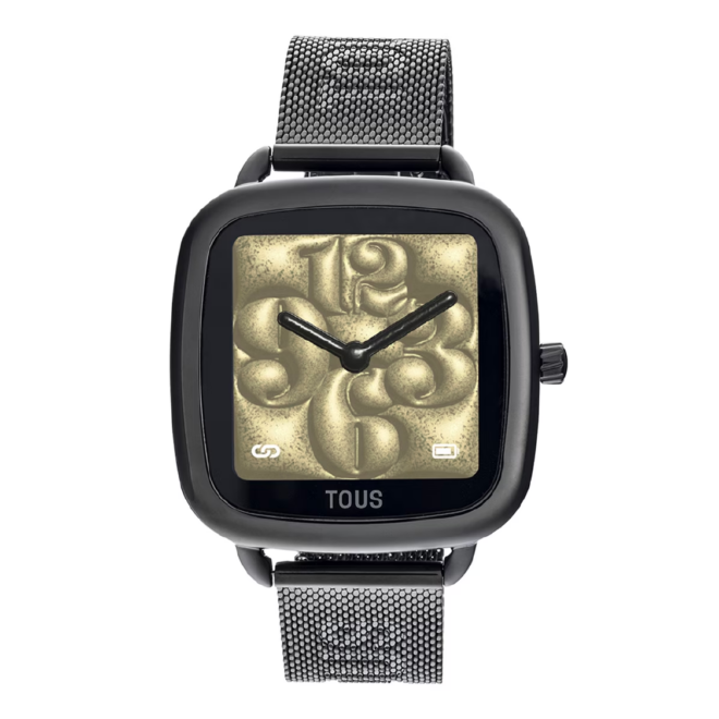 TOUS - Reloj smartwatch con brazalete de acero IP negro D-Connect