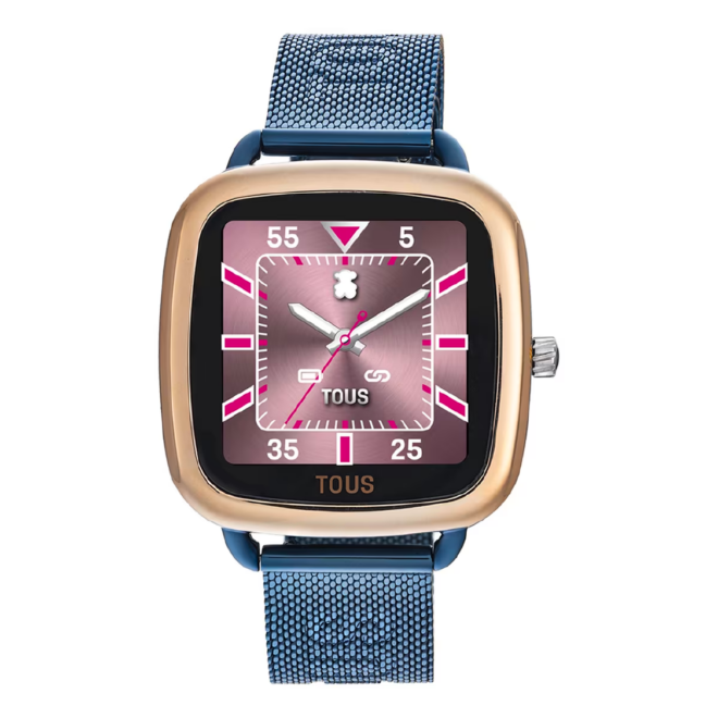 TOUS - Reloj smartwatch de acero IPRG rosa y brazalete de acero IP azul D-Connect