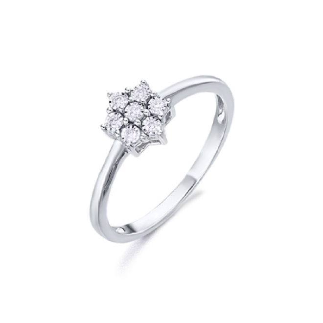 Anillo de Oro Blanco y Diamantes -  Roseta clásica