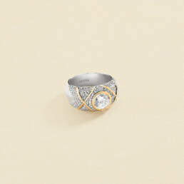 Agatha Paris – Anillo ancho N-13 – Plateado / Dorado