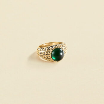 Agatha Paris – Anillo ancho N-13 – Verde / Dorado