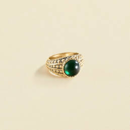 Agatha Paris – Anillo ancho N-13 – Verde / Dorado