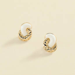 Agatha Paris – Pendientes largos N-13 – Marfil / Oro