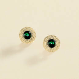 Agatha Paris – Pendientes de clip N-13 – Verde / Oro