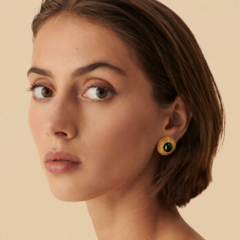 Agatha Paris – Pendientes de clip N-13 – Verde / Oro