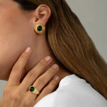 Agatha Paris – Pendientes de clip N-13 – Verde / Oro