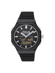 TOUS Bet Reloj analógico-digital de acero con brazalete de nylon negro