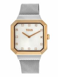 TOUS Heritage Reloj analógico de acero rosa IPRG con correa de piel gris