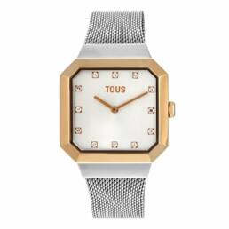 TOUS Heritage Reloj analógico de acero rosa IPRG con correa de piel gris