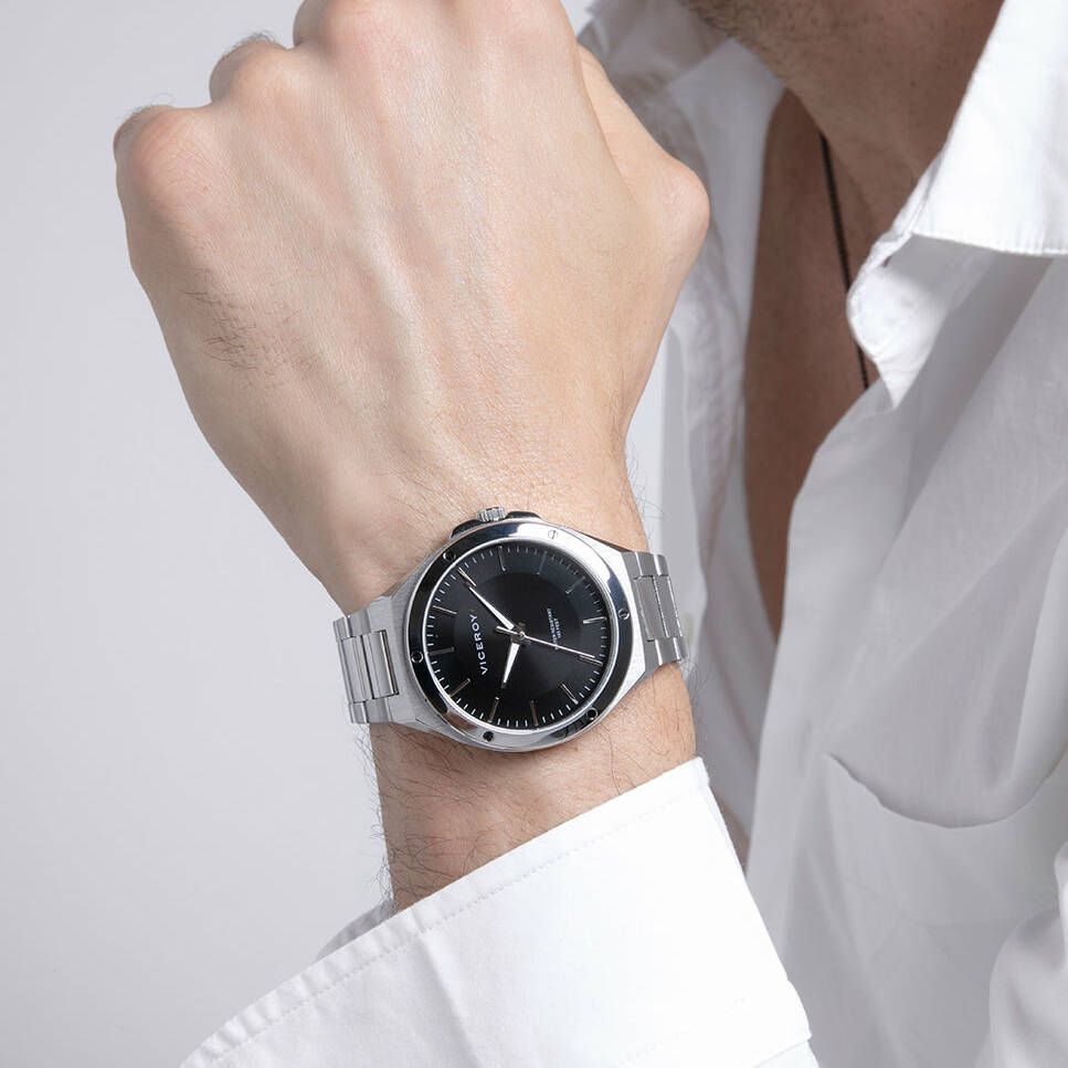 Reloj Viceroy De Acero Y Esfera Negra Para Hombre