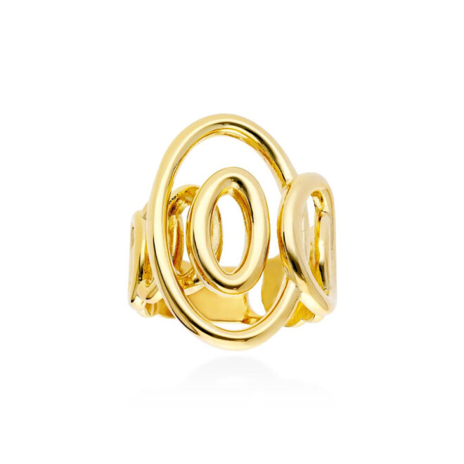 Marina García – Anillo ancho círculos dorados