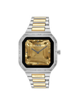 Reloj smartwatch con brazalete de acero, acero dorado y zirconitas B-Connect