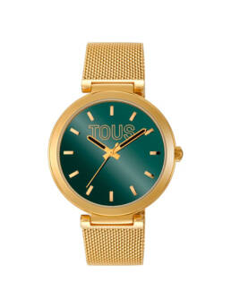 Reloj Analógico Tous con Esfera Verde y Brazalete Dorado S-Mesh Mirror