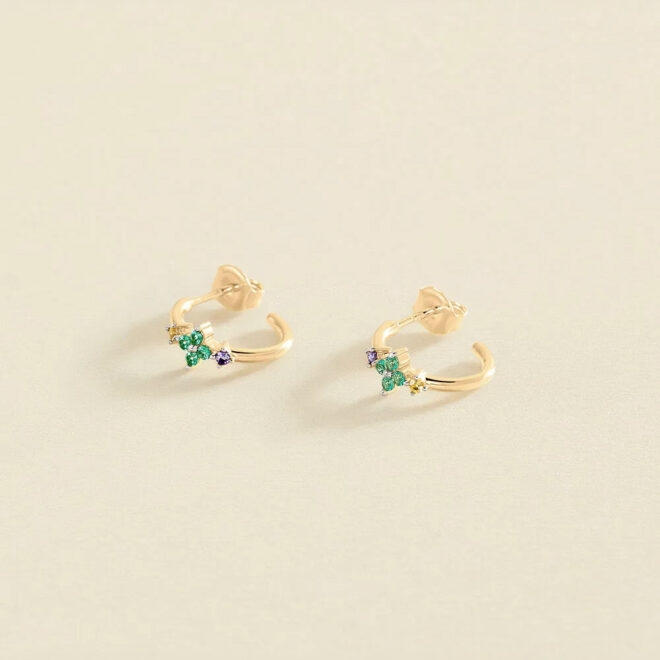 Criollas Agatha Paris BELOVED multicolor en plata de ley bañada en oro con circonitas 02390540-256-TU