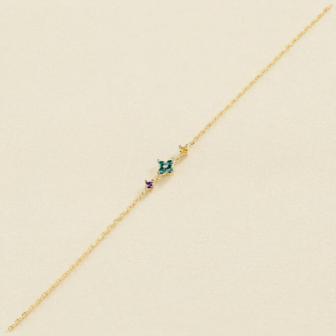 Pulsera de cadena Agatha Paris Beloved de plata bañada en oro con circonitas multicolor 02490104-256-TU
