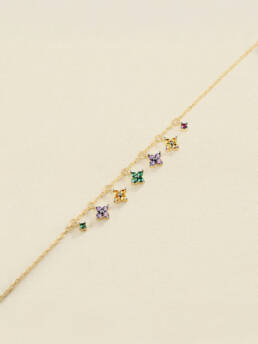 Pulsera de cadena Agatha Paris Beloved de plata bañada en oro con pampillas multicolor 02490105-256-TU