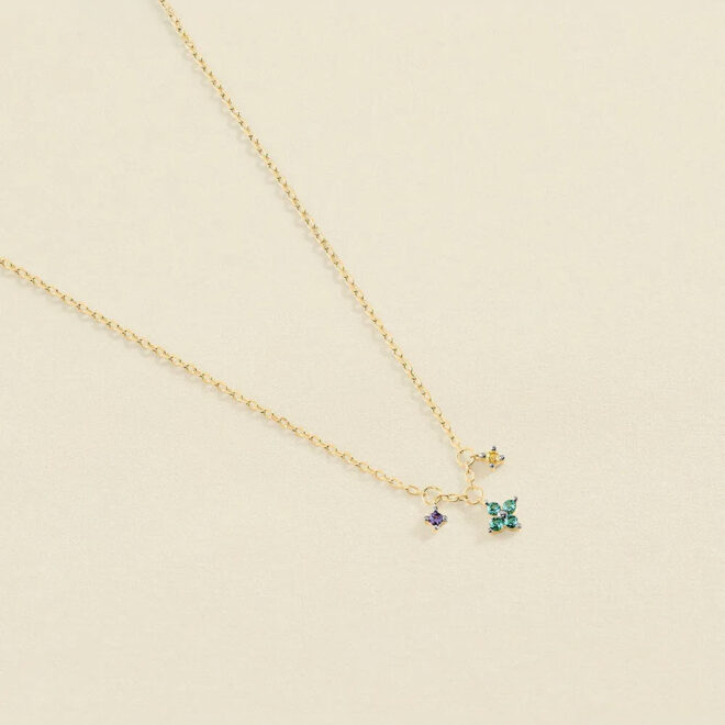 Collar corto Agatha Paris BELOVED multicolor en plata de ley bañada en oro con circonitas 02690222-256-TU