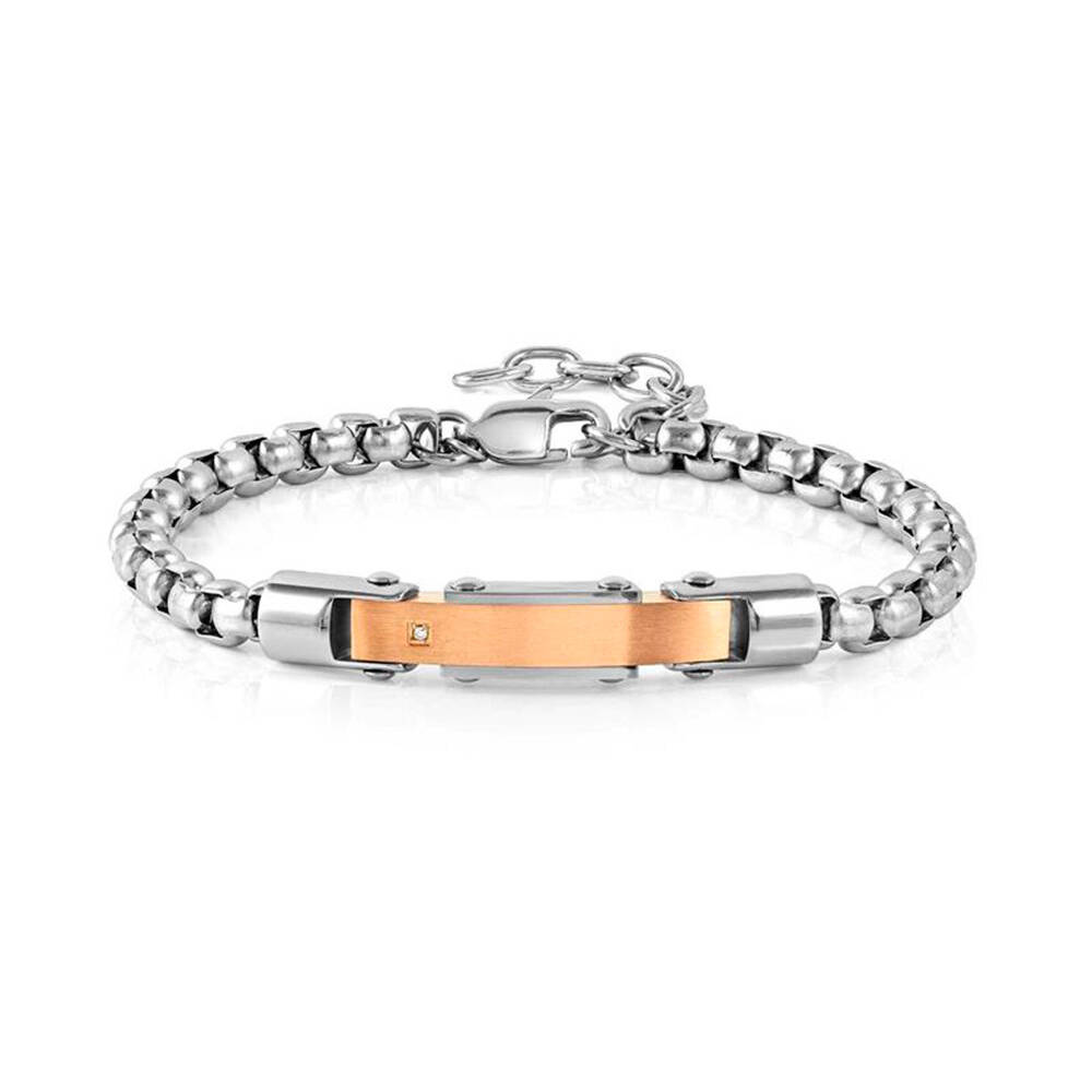 Pulsera Nomination Strong Acero Plateado y Rosado y Diamante 028321/034